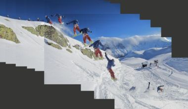 Backside 360 rock drop by the La Floria draglift, Flegere