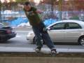 Dom throws down a backside smith grind in satorial elegance