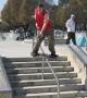 Dom pulls out a backside boardslide at the Bos Vegas handrail