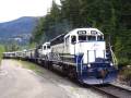 Freight train rumbling up the valley towards Whistler