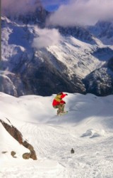 Rock jump at Flegere. Take-off was set back aboove the rockface, so you had to jump out to clear it. Scary ;)