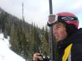 Our Australian friend Tom on the Motherlode chairlift up Granite Mountain