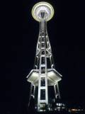 The famous Seattle Space Needle, night-lit