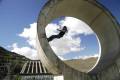 Dom leans back into the fullpipe, Benmore Dam...