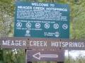 The Meager Creek Hot Springs welcome sign