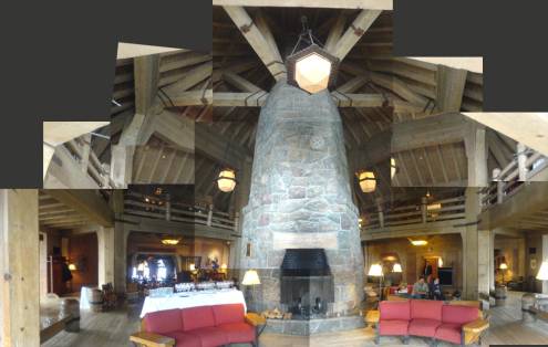 The amazing cavern-like ski lounge - designed for guests to relax, eat and warm-up after a day on the Mt.Hood